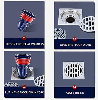 Shower Floor Drain Backflow Preventer One Way Drain Valve Sewer Core Patented Magnetic Drainage Insert Drain Plug(1.5-1.77in Hole) (Suitable for Tube Depth 2.56-4.13in) (Depth 2.56in)