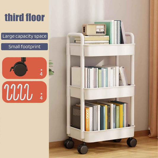 4-Tier Rolling Storage Cart with Wheels Black Mobile Rack Shelf Large Capacity Strong Load-Bearing