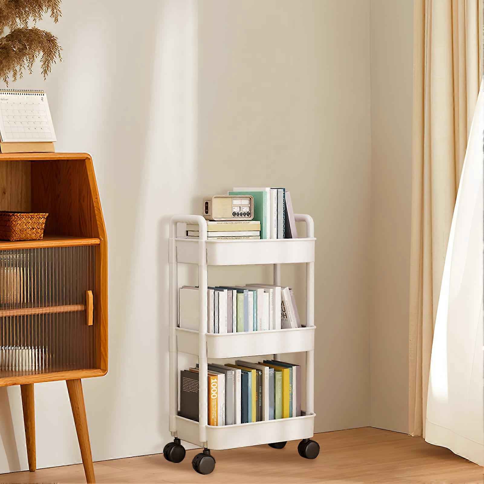 4-Tier Rolling Storage Cart with Wheels Black Mobile Rack Shelf Large Capacity Strong Load-Bearing