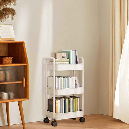 4-Tier Rolling Storage Cart with Wheels Black Mobile Rack Shelf Large Capacity Strong Load-Bearing