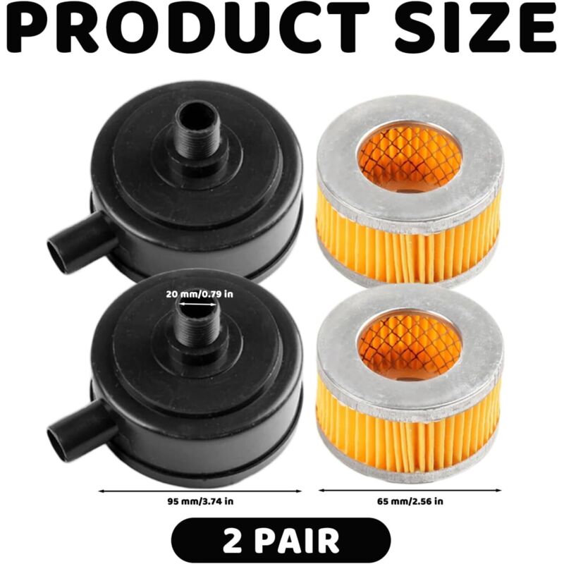 20mm Thread Air Compressor Intake Filter Muffler with Plastic Cover 2pcs for Pneumatic Tools