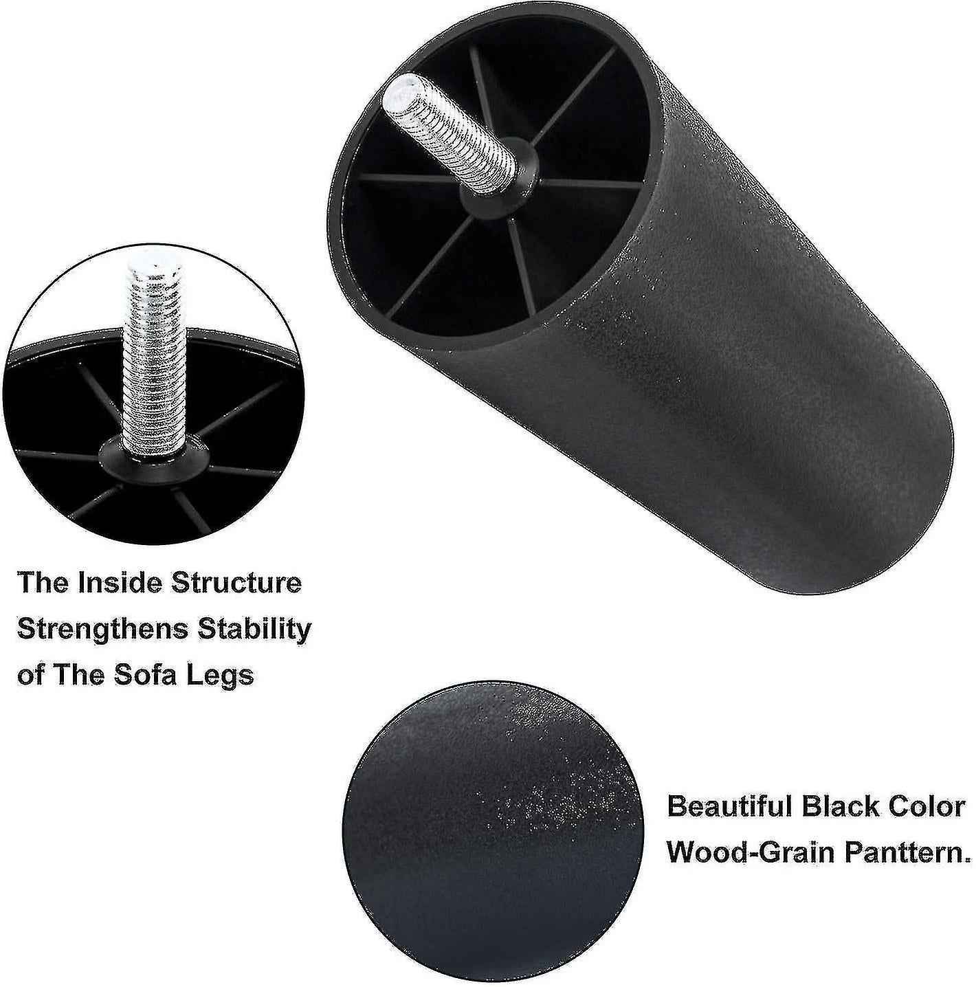 Sofa Replacement Legs 4-Pack Plastic Furniture Legs with Mounting Plates, Compatible with yux Model