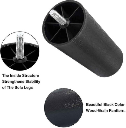 Sofa Replacement Legs 4-Pack Plastic Furniture Legs with Mounting Plates, Compatible with yux Model