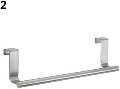 Stainless Steel Over The Cabinet Dish and Hand Towel Bar Holder Over Kitchen Drawer Door Towel Rack Hook Bathroom Towel Hanger 23 cm