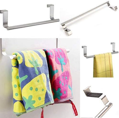 Stainless Steel Over The Cabinet Dish and Hand Towel Bar Holder Over Kitchen Drawer Door Towel Rack Hook Bathroom Towel Hanger 23 cm