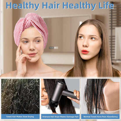 Towels - 4 pcs - Wet Hair Towel - Dry Hair Towel - Long Hair Headband - Women's Towels - Bathroom Amenities