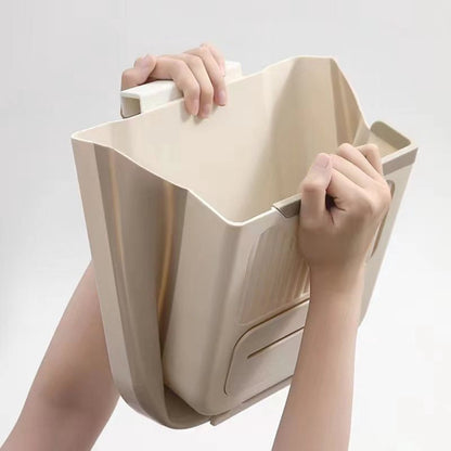 Waste Bin - Hanging Waste Bin - Foldable Waste Bin - Capacity: 7 Liters - Space-Saving Design - Suitable for Kitchens, Cabinet Doors, Bathrooms, Campers, Cars and Camping (White)