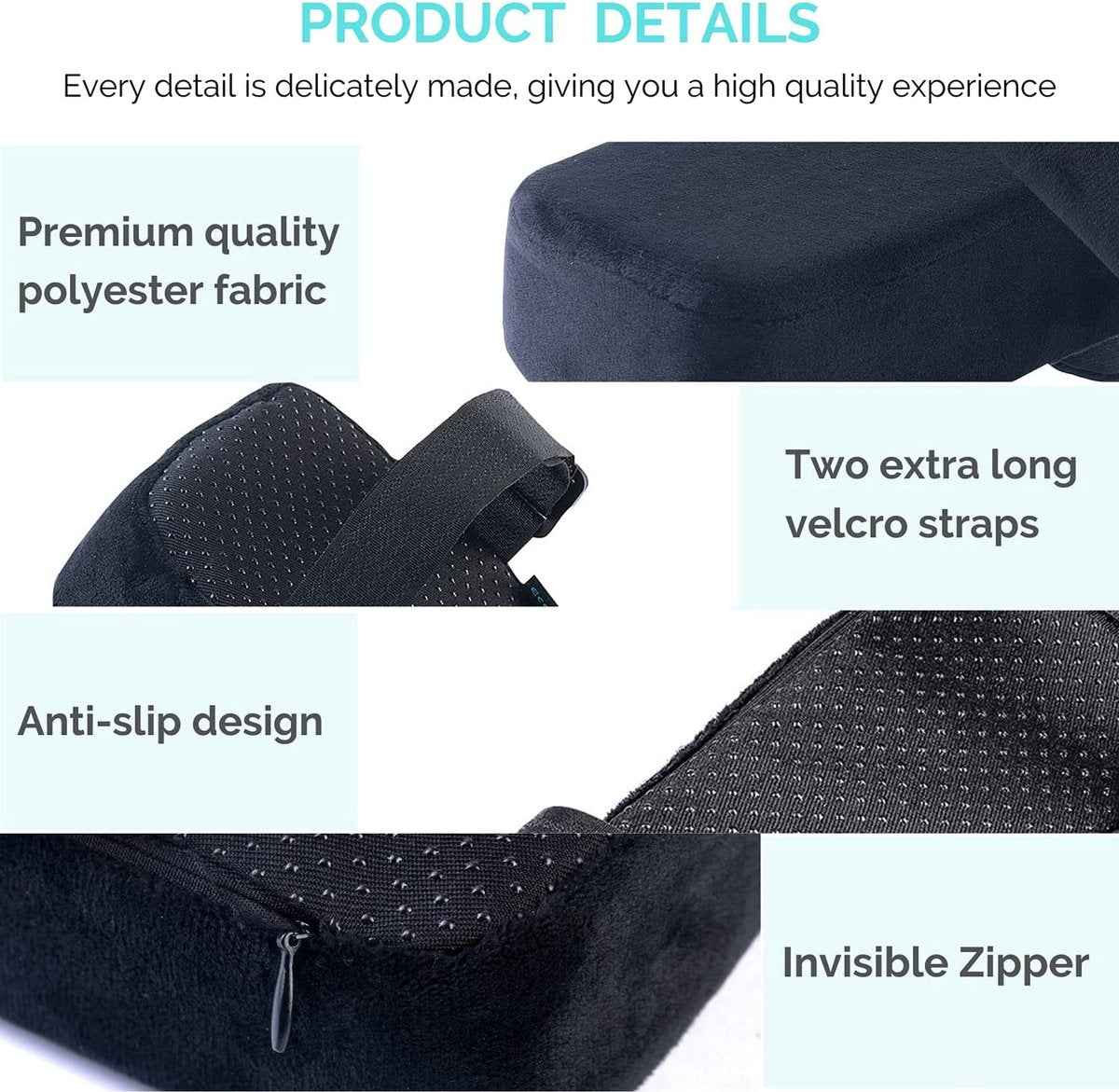 Armrests for chairs - Elbow pads - Armrests for office chairs - Gaming chair - with memory foam armrests - 5 cm thick - Set of 2 (black)