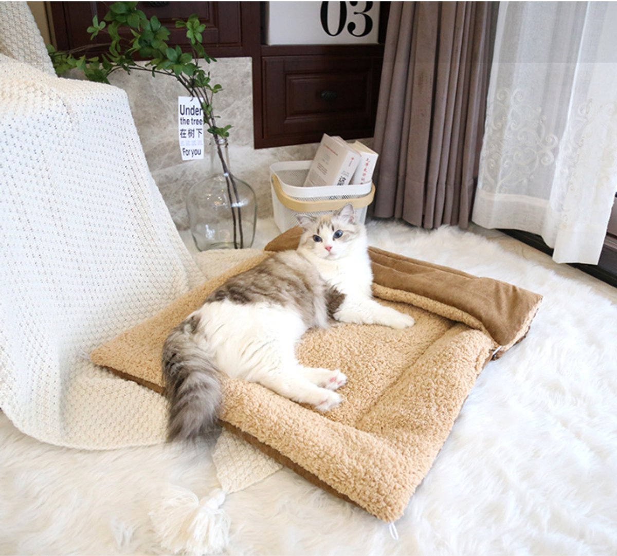 Dog Bed - Cat Bed - Dog Mat - 2-in-1 Warm Cat Bed - Pet Bed - Cat Sofa - Cat - Soft and Fluffy - 70*50cm