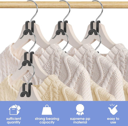 Hanger Hooks | Hooks - S-Hook Hangers - Black - Pack of 100 - Coat Hooks - Space-Saving Hanger Connector Hooks - Plastic Hanger Connectors - Ideal for Organizing Your Wardrobe