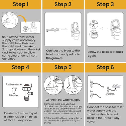 bidet - Toilet bidet | With 2 spray heads - Self-cleaning bidet spray - Adjustable water pressure - Toilet bidet attachment - Comes with a bidet installation video