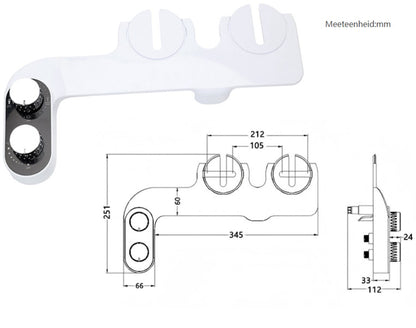 bidet - Toilet bidet | With 2 spray heads - Self-cleaning bidet spray - Adjustable water pressure - Toilet bidet attachment - Comes with a bidet installation video