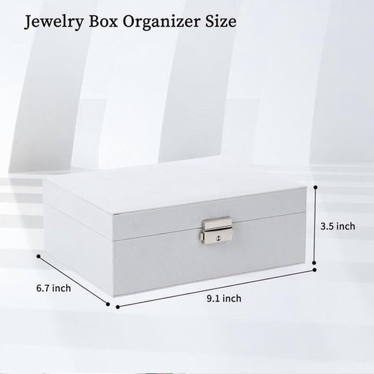 2-Tier Jewelry Box - With Removable Drawer & Lock - Large Storage Capacity for All Jewelry - Black