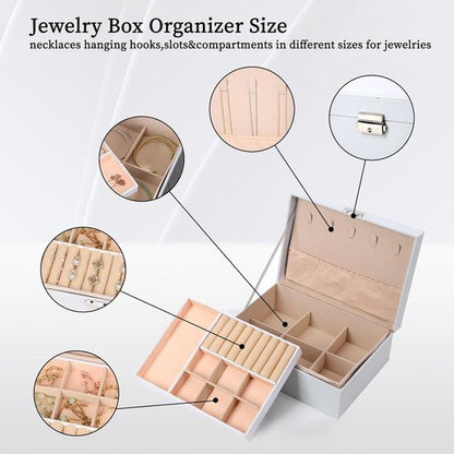 2-Tier Jewelry Box - With Removable Drawer & Lock - Large Storage Capacity for All Jewelry - Black