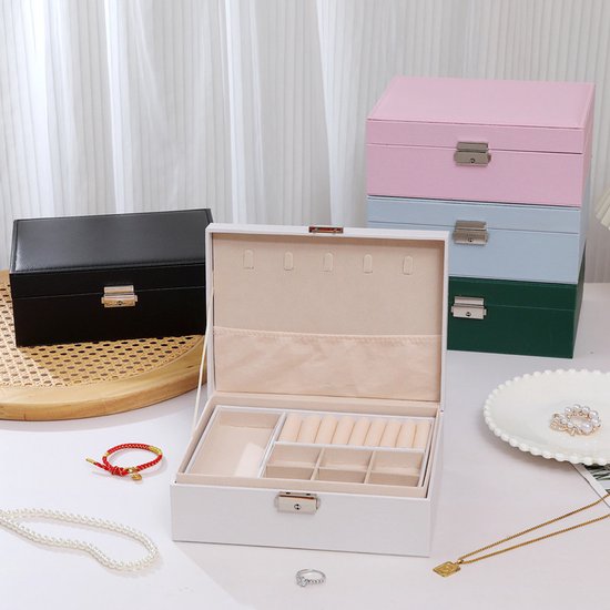 2-Tier Jewelry Box - With Removable Drawer & Lock - Large Storage Capacity for All Jewelry - Black
