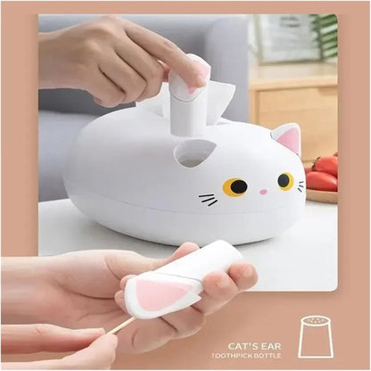 Tissue Box - Tissue Box Organizer with Cat Print - Napkin Holder for the Living Room - Tissue Box for the Kitchen - Toilet Paper Holder for the Bathroom (Black，22*16*13cm)