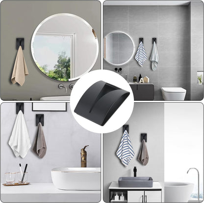 Stainless Steel Tea Towel Holder - Set of 4 - Self-Adhesive Towel Clip - No Drilling Required - For Kitchen & Bathroom