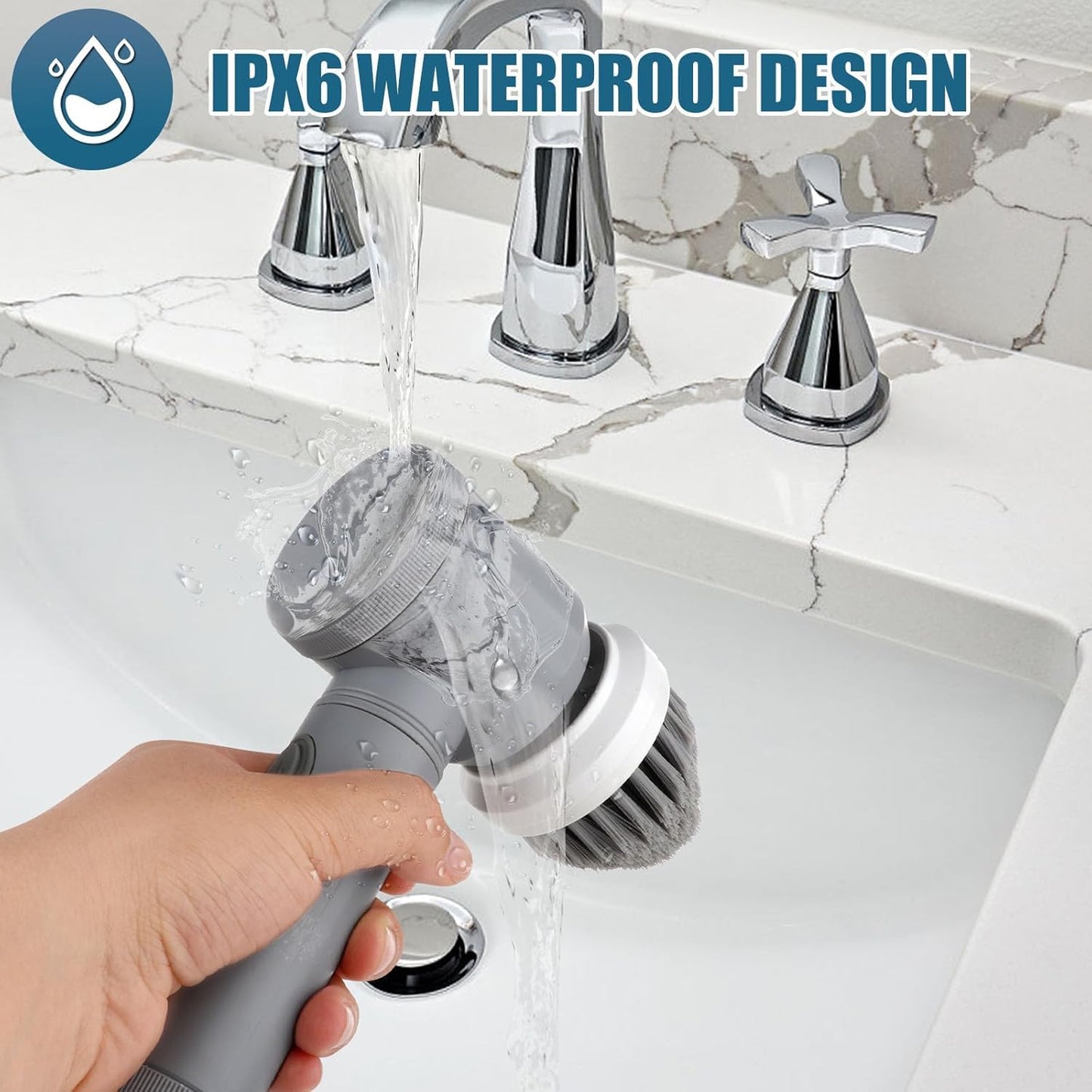 Electric Cleaning Brush - Spin Scrubber - Cordless Scrubbing Brush - Bathroom Cleaner - Power Scrubber - Tile Brush - Grout Brush - Kitchen Cleaning Tools - USB Rechargeable - Polishing Machine - With 5 Attachments - White - 1 Set