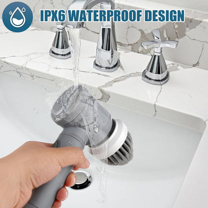Electric Cleaning Brush - Spin Scrubber - Cordless Scrubbing Brush - Bathroom Cleaner - Power Scrubber - Tile Brush - Grout Brush - Kitchen Cleaning Tools - USB Rechargeable - Polishing Machine - With 5 Attachments - White - 1 Set