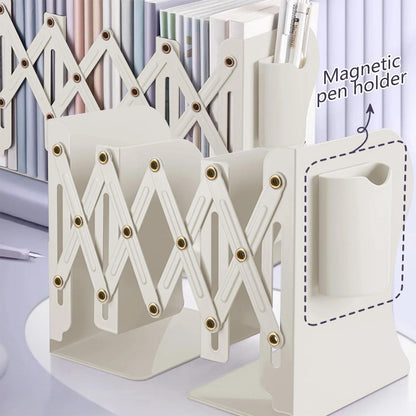 Bookend - Desk Organizer - Book Rack - Book Stand - Book Holder - Office - School Supplies - Magazine Rack - Desk Accessories - Metal Bookends - Office Supplies - Extendable - White - 1 Piece