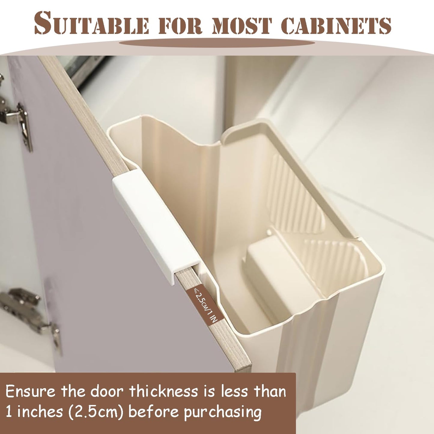 Hanging Waste Bin - Foldable Waste Bin - Kitchen Accessories - Organic Waste Bin - Countertop Waste Bin - Cabinet Door Waste Bin - Waste Separation - Camping - Caravan - Kitchen Aid - Space Saving - Trash Can - Waste Basket - Beige - 10L - 1 Piece