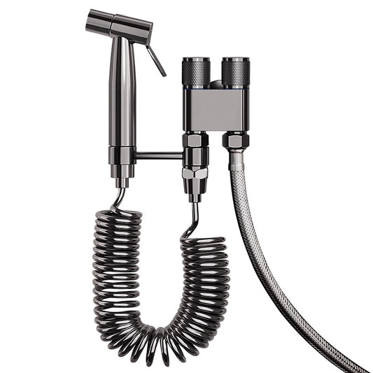 Bidet Sprayer - Hand Shower Toilet - Shattaf - WC Shower - Toilet Sprayer - Hand Bidet - Bidet Faucet - Intimate Hygiene - Stainless Steel - Bathroom Accessories - Complete Set with Hose - Including Adapter 1/2 to 3/8 - Gray - 1 Piece