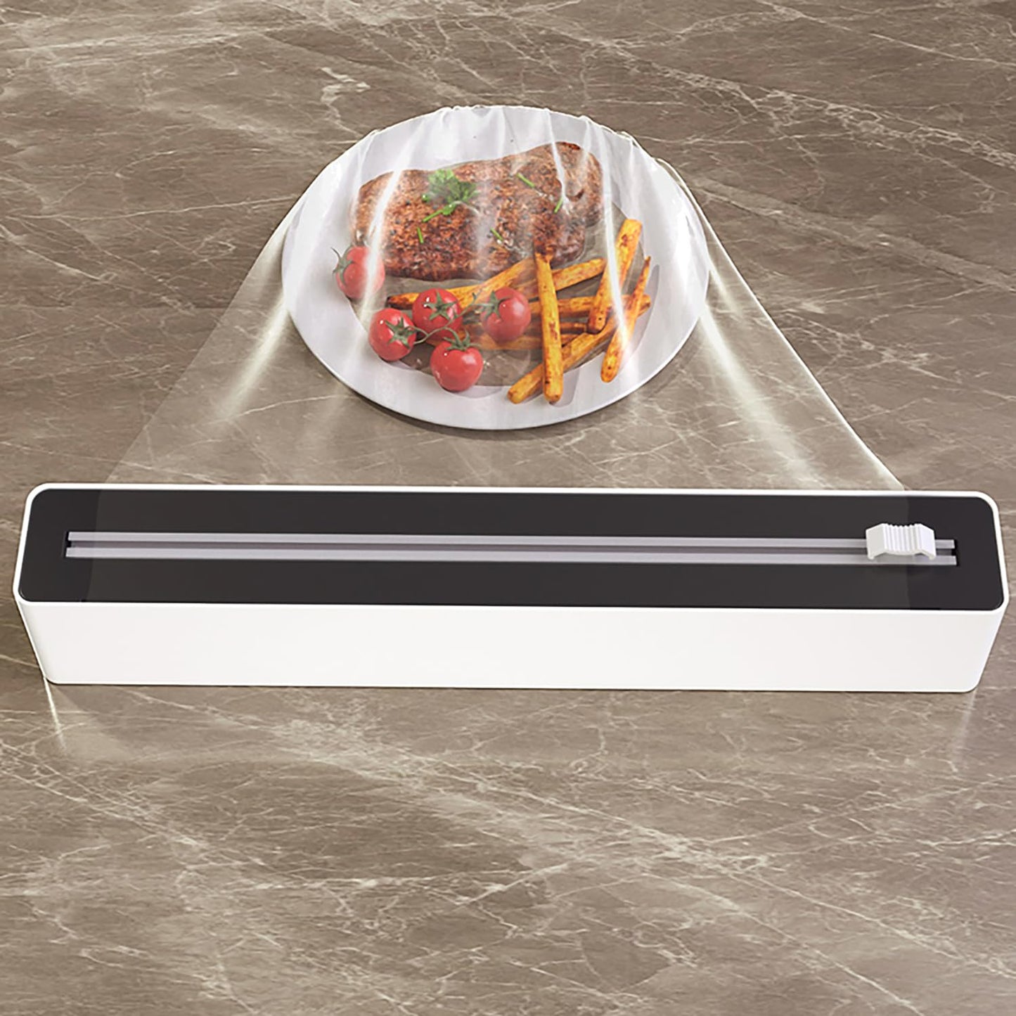 Foil Cutter - Cling Film Dispenser - Aluminum Foil Holder - Foil Cutter - Kitchen Drawer Organizer - Paper Towel Holder - Wrapping Paper Cutter - Baking Paper Holder - Refillable Foil Holder - Kitchen Gadgets - Compact Design - White - 1 Piece