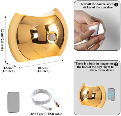Indoor Wall Lamp - Night Light with Motion Sensor - Wireless LED Wall Light - Rechargeable Wall Lamp - Stair Lighting - Closet Lighting - Bedroom Lamp - USB Rechargeable - Magnetic - Warm White Light - White - 1 Piece
