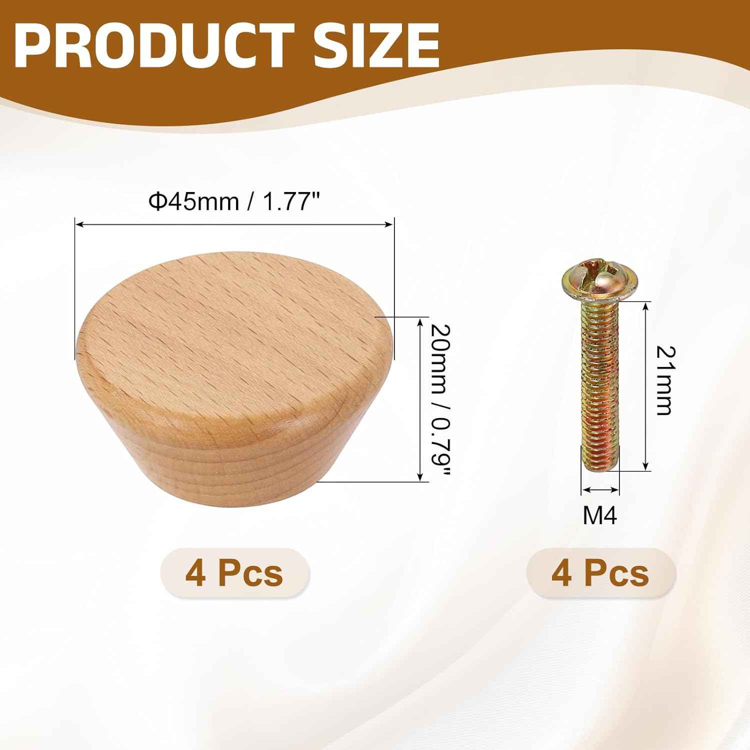 Furniture knobs - Drawer knobs - Cabinet knobs - Furniture handles - Kitchen handles - Door handles - Cabinet handles - Furniture fittings - Kitchen fittings - Handles - Beech wood - Wood - Wooden - Scandinavian - Round - Design - Natural - Beech - Set of