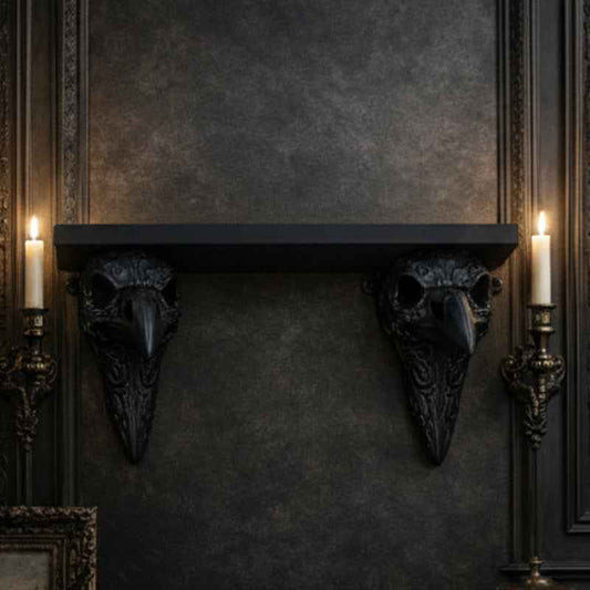 3D-printed crow skull wall mount adds a touch of mystery to your home. (Black)