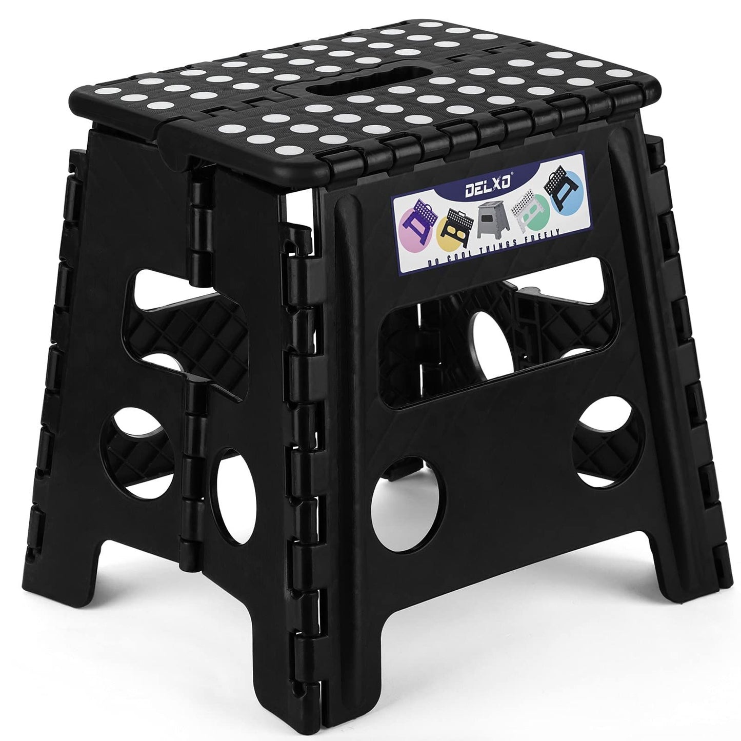 Black large thick anti slip folding stool for outdoor camping, portable folding stool for home use, multifunctional home leisure, and more