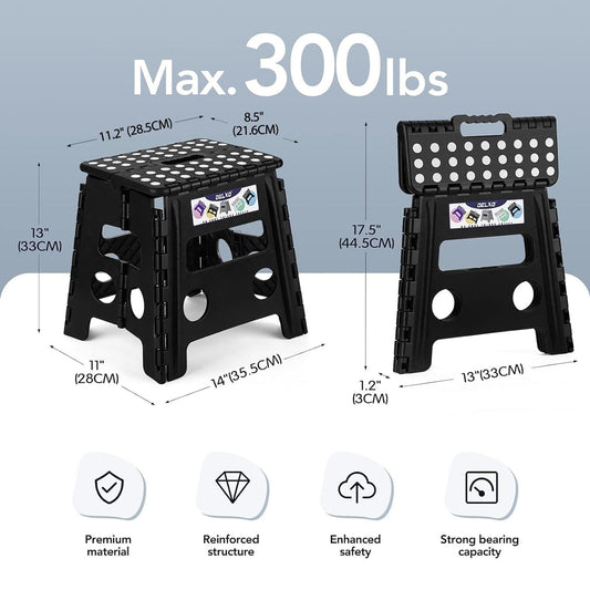 Black large thick anti slip folding stool for outdoor camping, portable folding stool for home use, multifunctional home leisure, and more