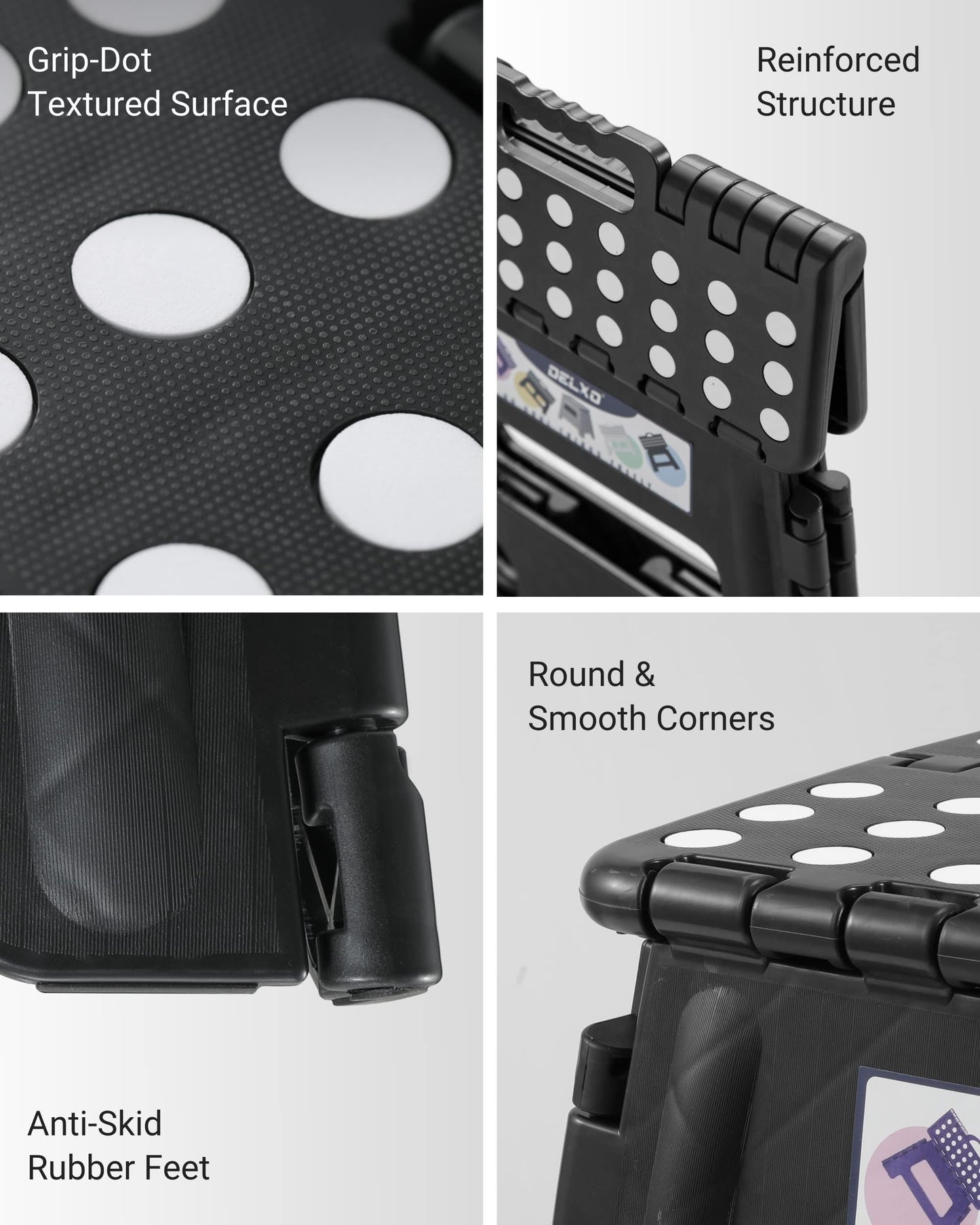 Black large thick anti slip folding stool for outdoor camping, portable folding stool for home use, multifunctional home leisure, and more