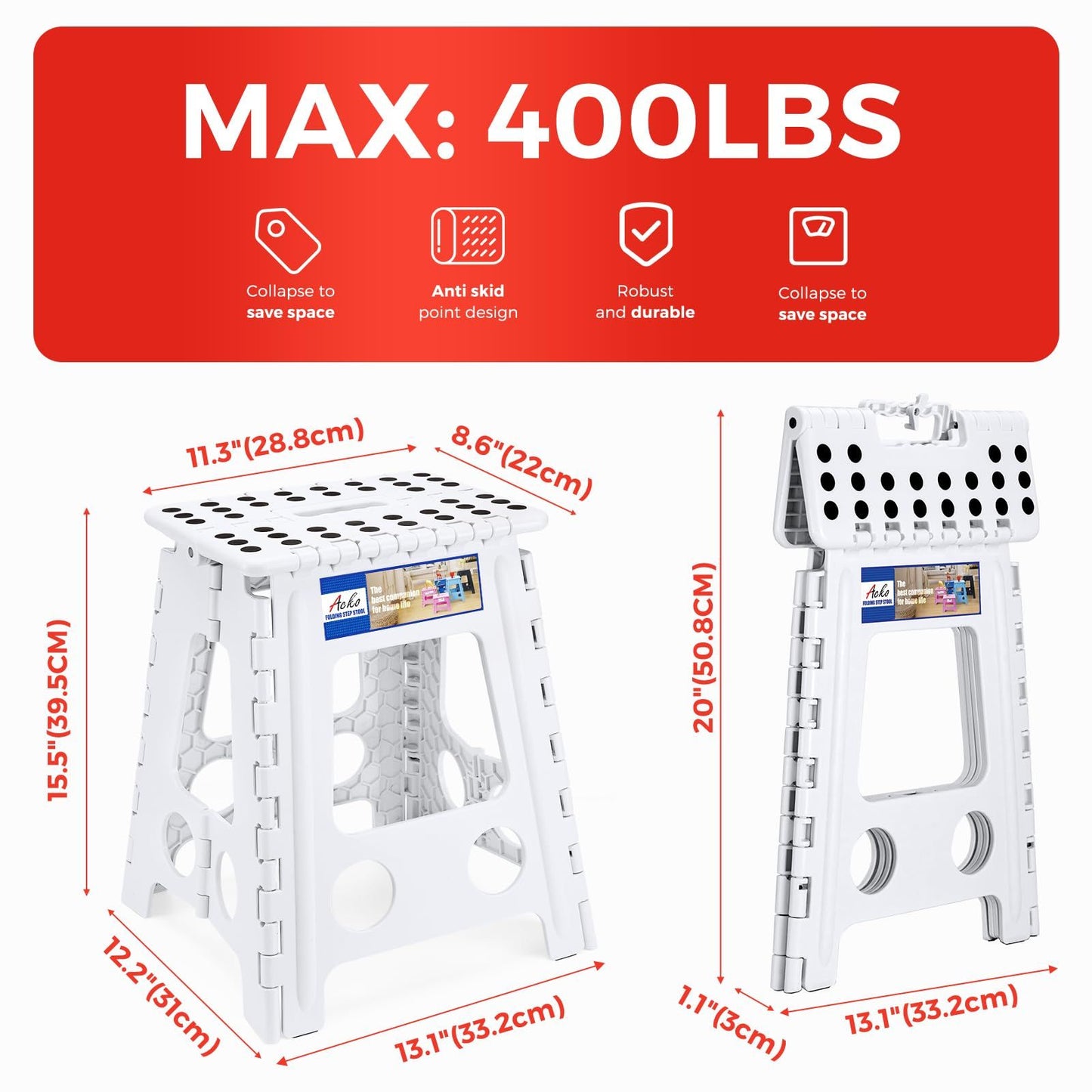 White large thick anti slip folding stool for outdoor camping, portable folding stool for home use, multifunctional home leisure, and more