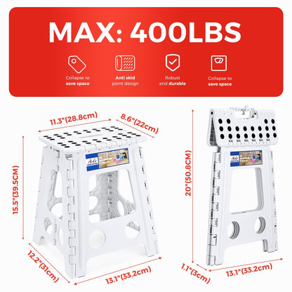 White large thick anti slip folding stool for outdoor camping, portable folding stool for home use, multifunctional home leisure, and more