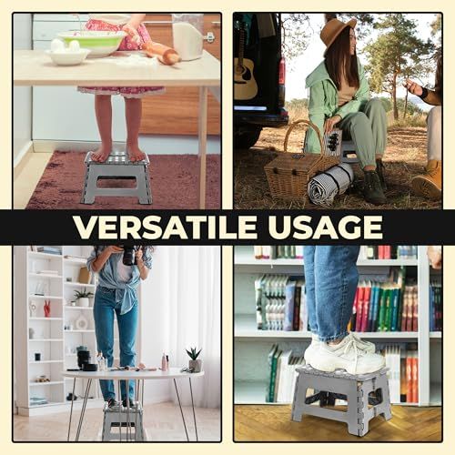 Gray small thick anti slip folding stool, portable folding stool for outdoor camping, multifunctional home use, leisure, and home use