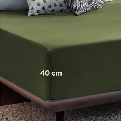 2000TC Hotel Quality Fitted Sheets - 2 Piece Fitted Sheets  -Breathable Bedding - Wrinkle, Fade, Stain Resistant- 16inch/40cm Deep Pocket Fitted Bed Sheets-Wrinkle and Fade Resistant,(Olive green,Super King)