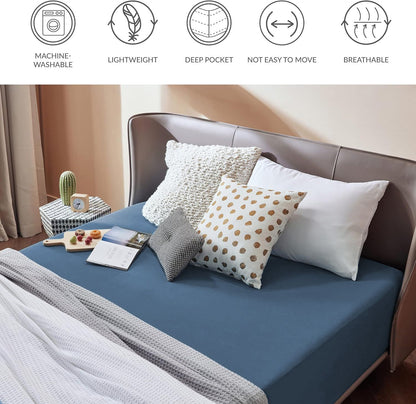 2000TC Hotel Quality Fitted Sheets - 2 Piece Fitted Sheets  -Breathable Bedding - Wrinkle, Fade, Stain Resistant- 16inch/40cm Deep Pocket Fitted Bed Sheets-Wrinkle and Fade Resistant,(Navy,Super King)