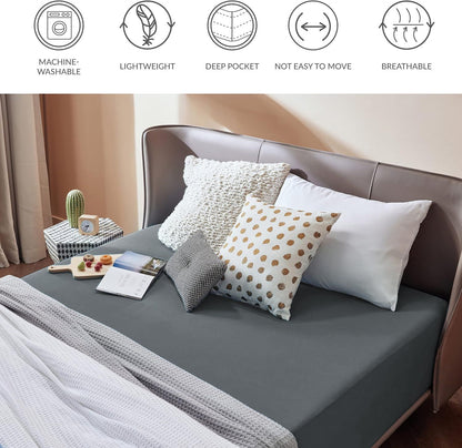 2000TC Hotel Quality Fitted Sheets - 2 Piece Fitted Sheets  -Breathable Bedding - Wrinkle, Fade, Stain Resistant- 16inch/40cm Deep Pocket Fitted Bed Sheets-Wrinkle and Fade Resistant,(Dark gray,King)