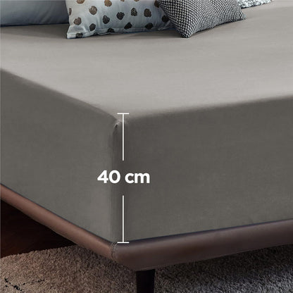 2000TC Hotel Quality Fitted Sheets - 2 Piece Fitted Sheets  -Breathable Bedding - Wrinkle, Fade, Stain Resistant- 16inch/40cm Deep Pocket Fitted Bed Sheets-Wrinkle and Fade Resistant,(Grey,Queen)