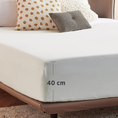 2000TC Hotel Quality Fitted Sheets - 2 Piece Fitted Sheets  -Breathable Bedding - Wrinkle, Fade, Stain Resistant- 16inch/40cm Deep Pocket Fitted Bed Sheets-Wrinkle and Fade Resistant,(White,Super King)