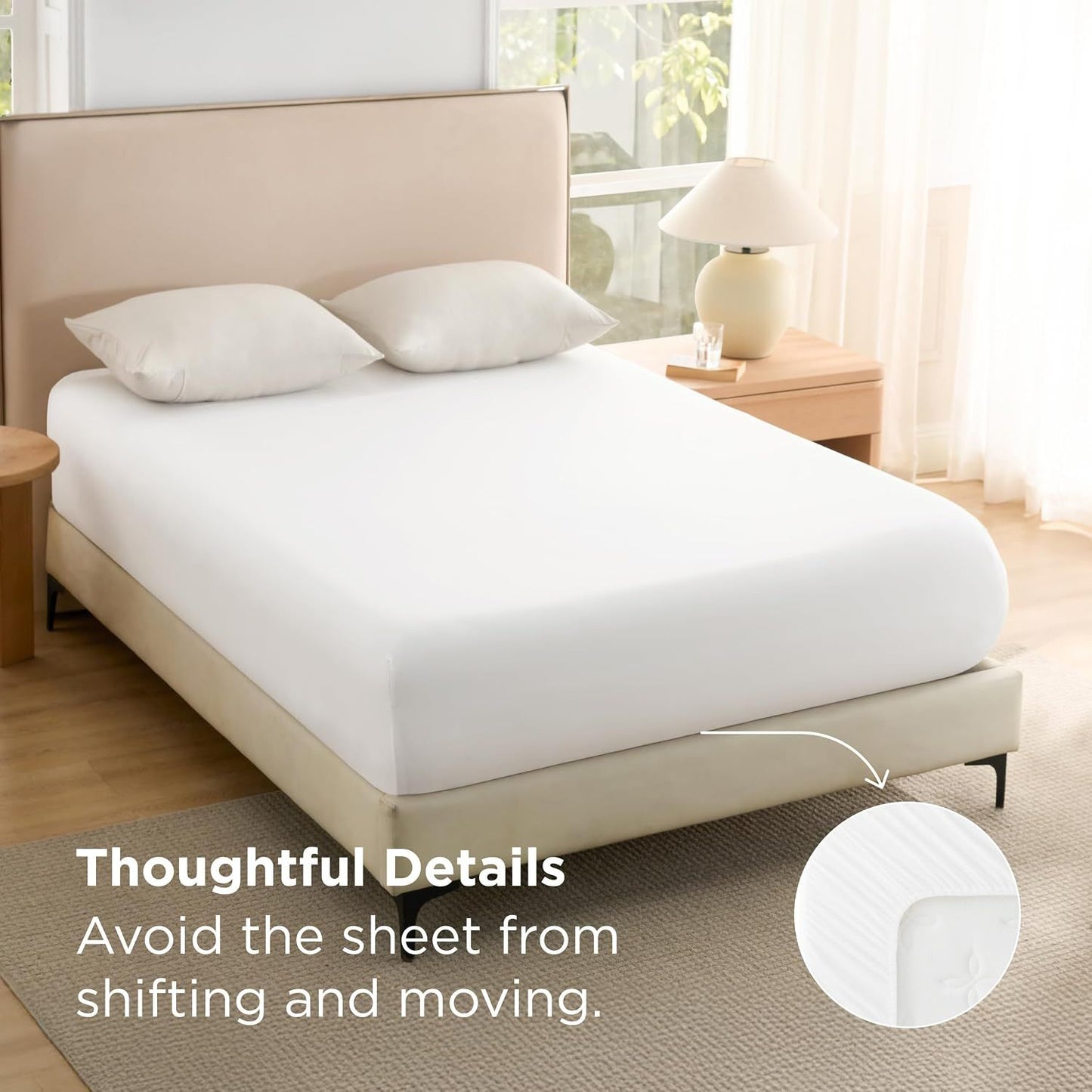 2000TC Hotel Quality Fitted Sheets - 2 Piece Fitted Sheets  -Breathable Bedding - Wrinkle, Fade, Stain Resistant- 16inch/40cm Deep Pocket Fitted Bed Sheets-Wrinkle and Fade Resistant,(White,Super King)