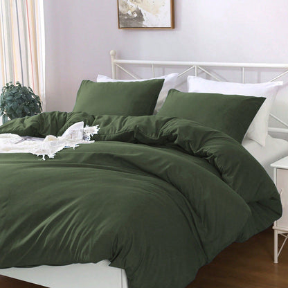 Hotel Soft Microfiber Duvet Cover Set-2000TC Quilt Cover Set & Pillowcases -1 Donna Cover Zipper Closure & 1 x Pillowcases-Breathable Bedding - Wrinkle, Fade, Stain Resistant(Olive green,King)