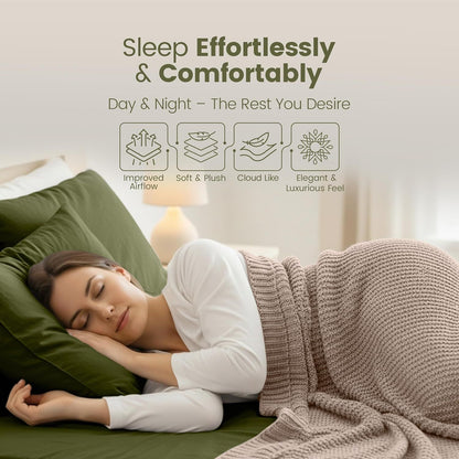 Hotel Quality Fitted Sheet - 1 Piece Fitted Sheet  -Breathable Bedding - Wrinkle, Fade, Stain Resistant- 16inch/40cm Deep Pocket Fitted Bed Sheet-Wrinkle and Fade Resistant,(Olive green,King Single)
