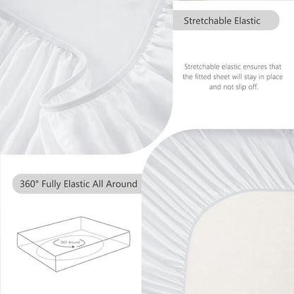 Hotel Soft Bed Sheet Set- Bedding Sheets & Pillowcases -Breathable Bedding - Wrinkle, Fade, Stain Resistant-Deep Pocket Flat Fitted Bed Sheet Set(Raw white,Super King)