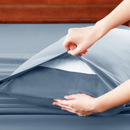 Hotel Soft Bed Sheet Set- Bedding Sheets & Pillowcases -Breathable Bedding - Wrinkle, Fade, Stain Resistant-Deep Pocket Flat Fitted Bed Sheet Set(Ocean,Super King)