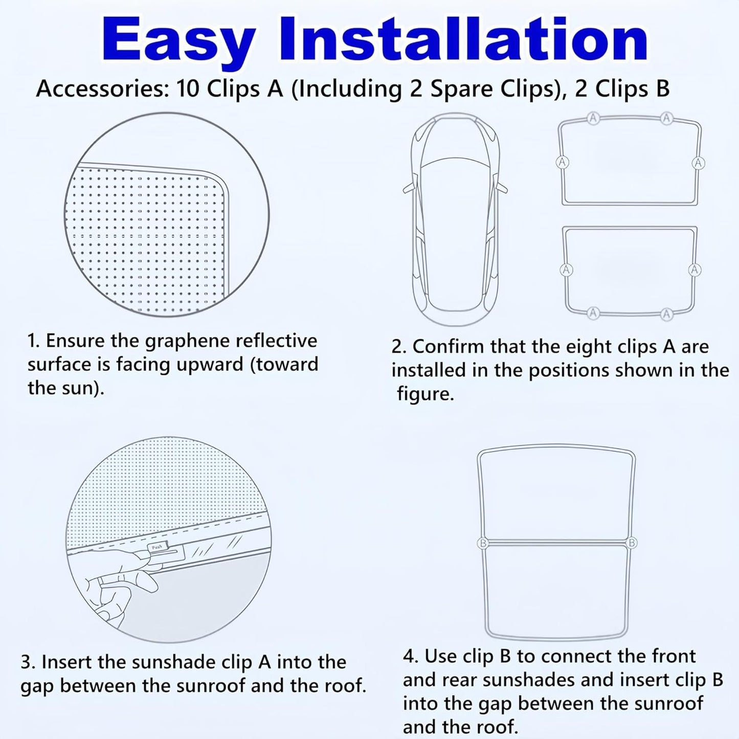 2025/2026 Tesla Model Y Juniper Sunshade Roof, Foldable Heat Blocking,UV Protection & Reflective Sunroof Shade with Nano Ice-Crystal Coatings for Tesla Model Y Accessories