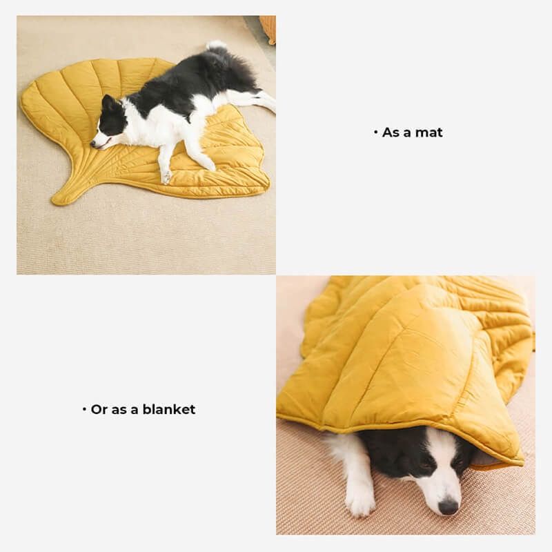 Ginkgo Leaf Shaped Pet Mat – Thickened Multi-Use Plush Blanket & Cushion for Cats and Dogs, All-Season Floor Bed, Crate Pad and Cozy Throw (Pink)
