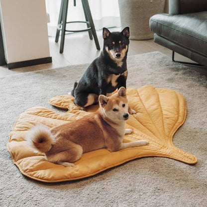 Ginkgo Leaf Shaped Pet Mat – Thickened Multi-Use Plush Blanket & Cushion for Cats and Dogs, All-Season Floor Bed, Crate Pad and Cozy Throw (Pink)