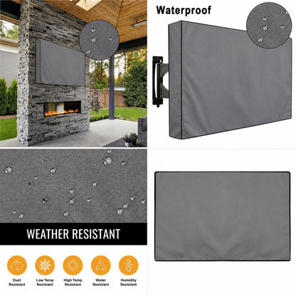 Weatherproof Outdoor TV Cover for Wall-Mounted Flat Screens – Waterproof, Dustproof, and UV-Resistant Protection for Patio, Balcony, and Garden Entertainment Areas (60"-65"(147×94×13cm), Black)